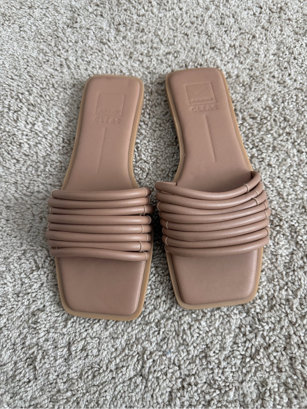 Dolce Vita Nyx Sandals Neutral Square Toe Textured Straps Women's Size 9.5